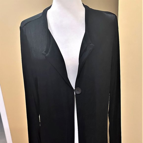 Chico's One Button Long Black Cardigan SZ Large - Picture 1 of 4